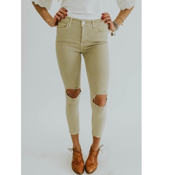 Free People Denim - Free People || Busted Knee Skinny High Waist Jeans
